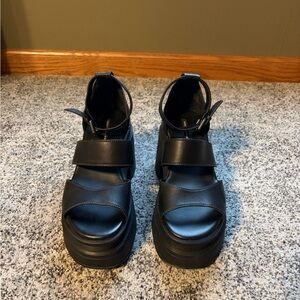 Windsor Smith Match Black Leather Platform Sandals Size 9